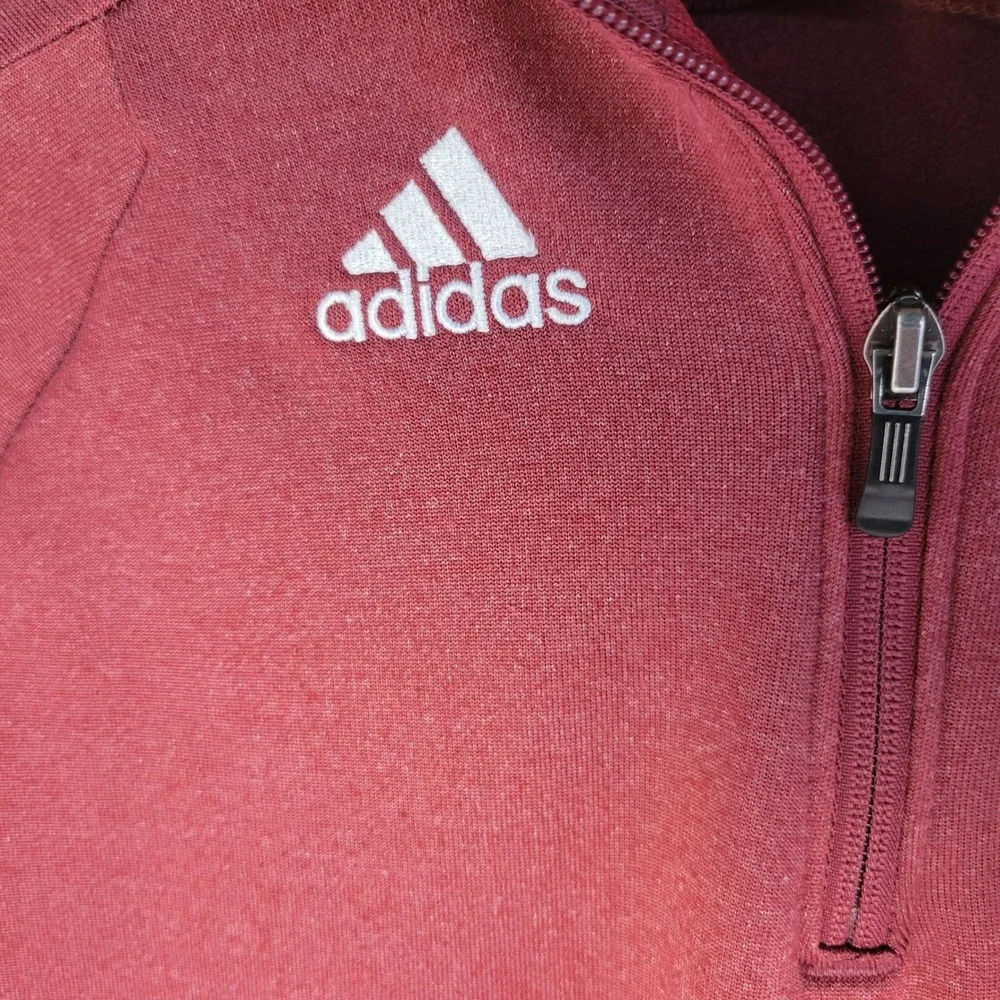 Adidas Climawarm Quarter Zip Pullover Maroon Fleece Lined Jacket Mens Large